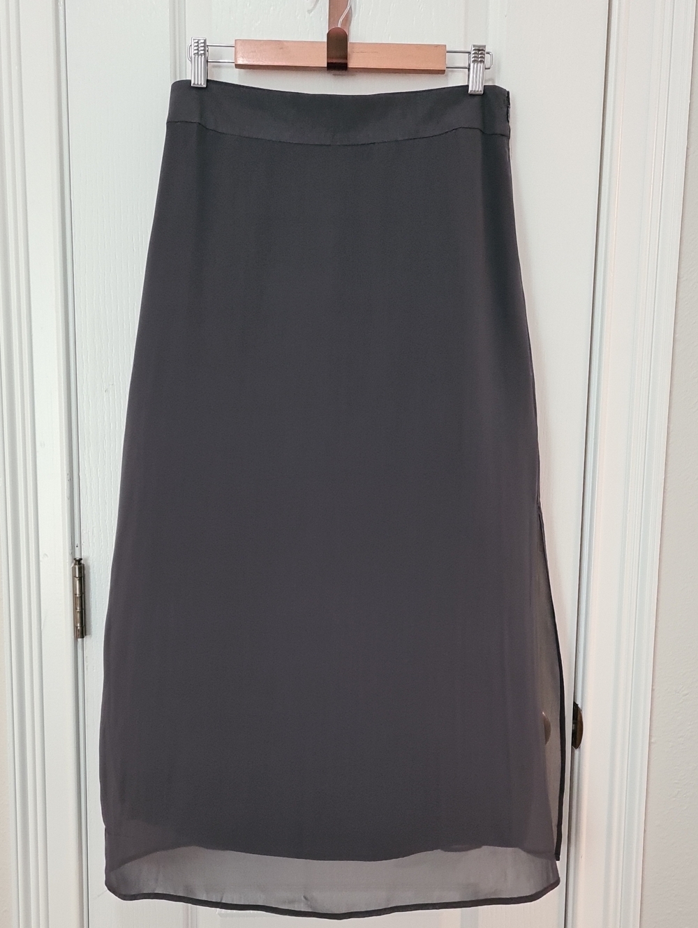 Spartina 449 - 100% Silk Charcoal A-Line Midi Skirt
